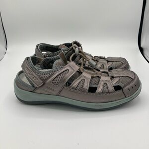 Orthofeet Sandals Womens 8.5 Wide Verona Casual Sporty Fisherman Pewter Gray